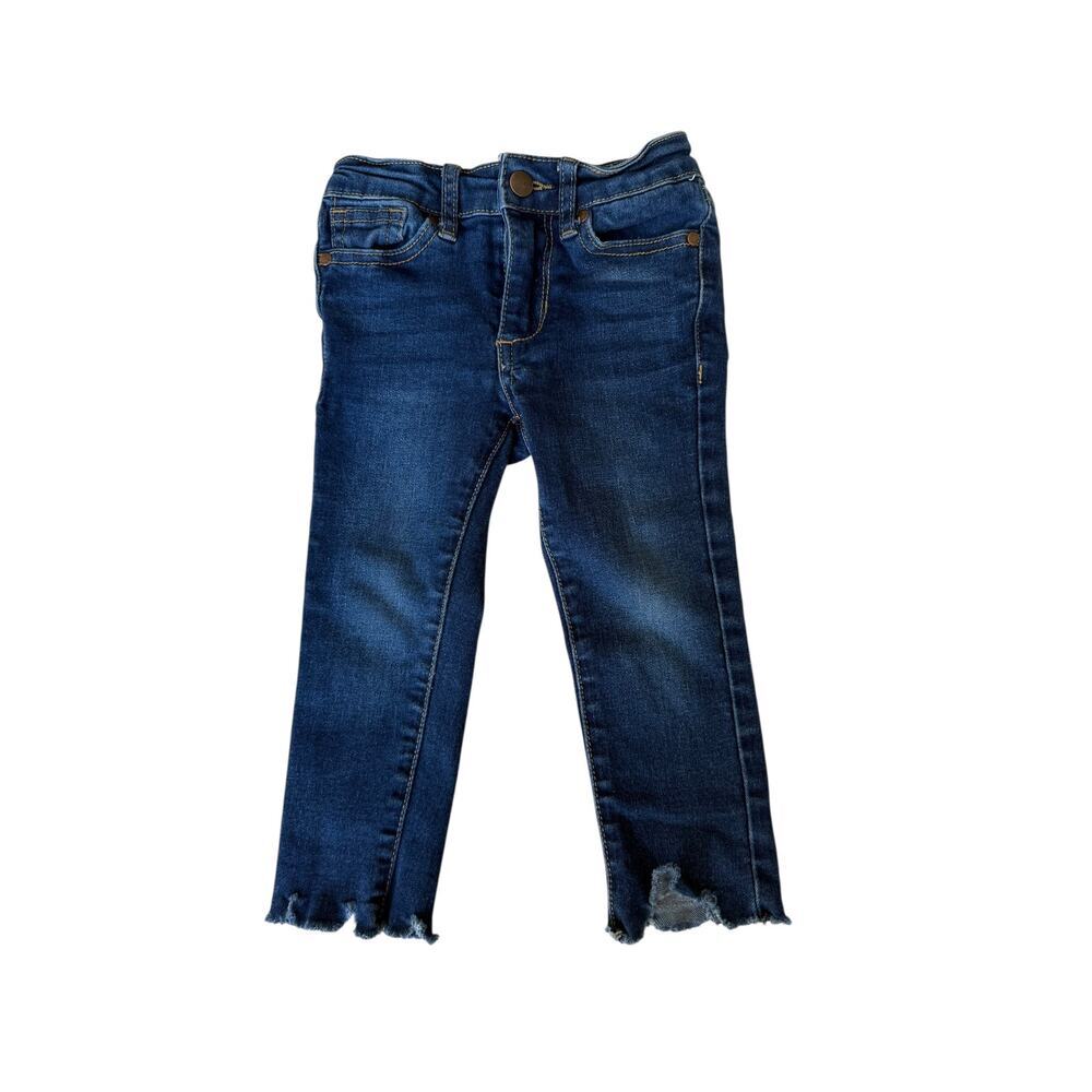 Joe's Baby Blue Dark Wash Distressed Raw Hem Stretch Slim Jeans Size 2T